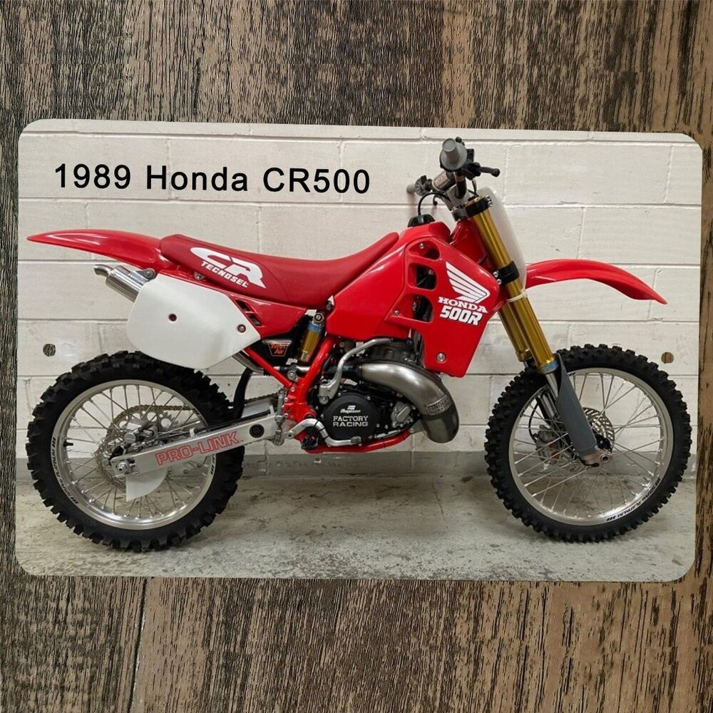 1989 Honda CR500 Dirt Bike Motocross‎ Motorcycle 8x12 Metal Wall Garage Sign